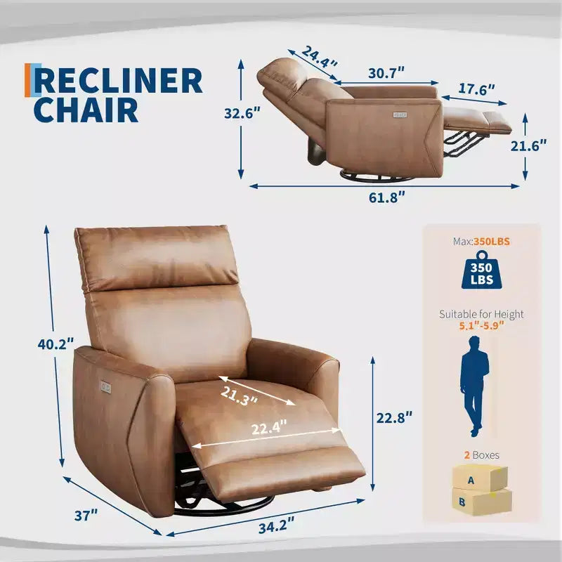 Poltrona Reclinabile Girevole a Dondolo, Divano Singolo in Tessuto Imbottito, Poltrona Singola Ergonomica con Schienale Alto, per Soggiorno, Camera da Letto