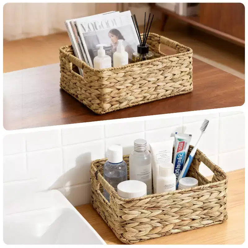 Set di 3 cesti portaoggetti in vimini, cesto in vimini per organizzare, cesti portaoggetti in vimini per riporre, set di cesti per mensole, armadio, dispensa, cucina