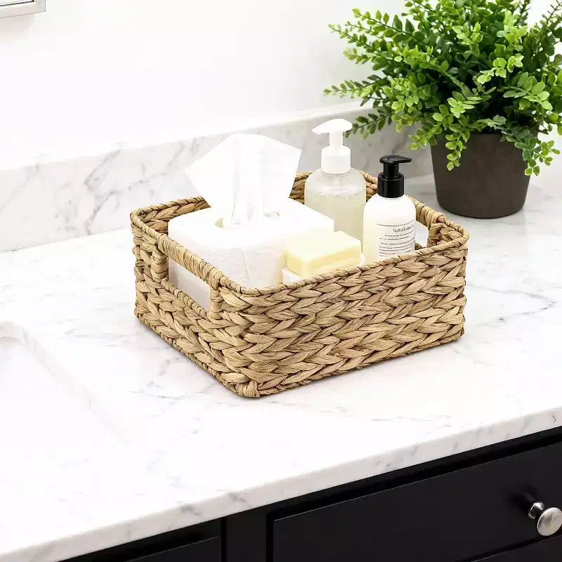 Set di 3 cesti portaoggetti in vimini, cesto in vimini per organizzare, cesti portaoggetti in vimini per riporre, set di cesti per mensole, armadio, dispensa, cucina