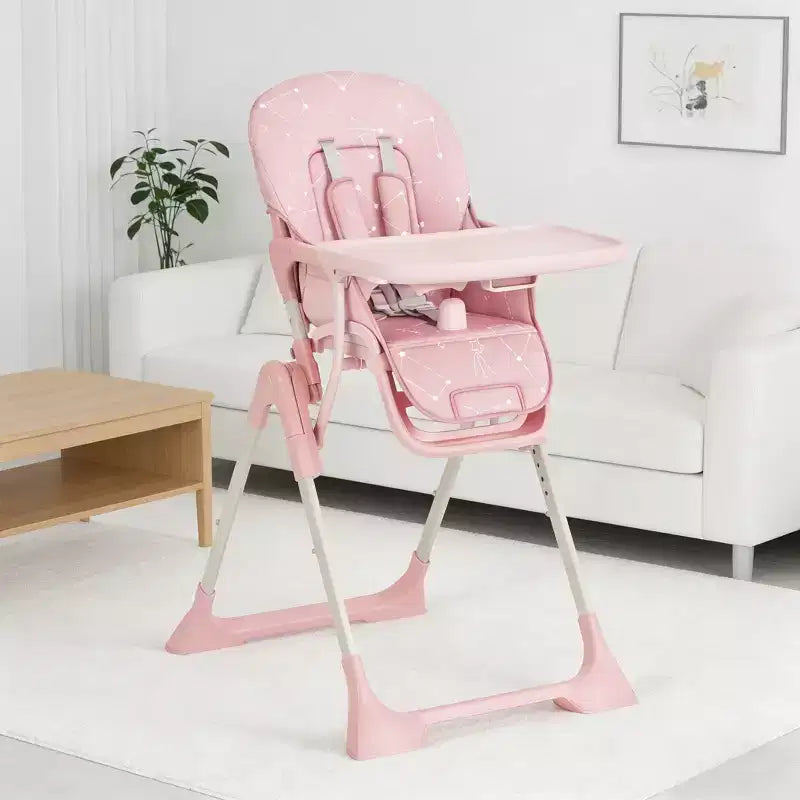 Seggiolone per neonati, Seggiolone pieghevole per neonati e bambini piccoli, Altezza/Schienale/Poggiapiedi regolabili, Vassoio rimovibile