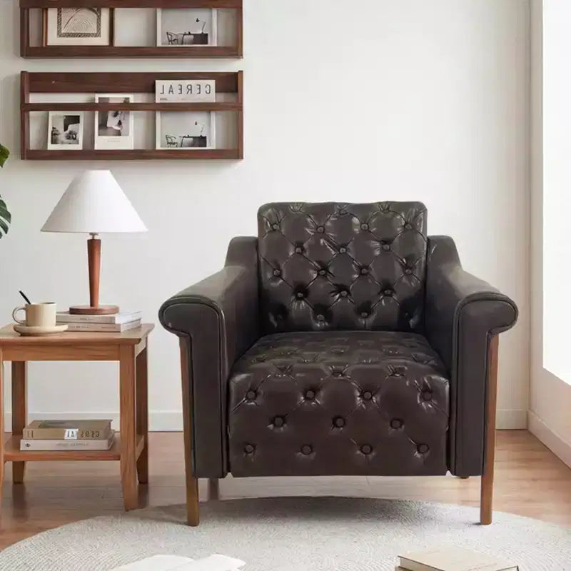 Poltrona accento accogliente in similpelle, moderna per soggiorno, sedia da lettura in stile metà secolo per ufficio, divano singolo, poltrona per camera da letto, appartamento