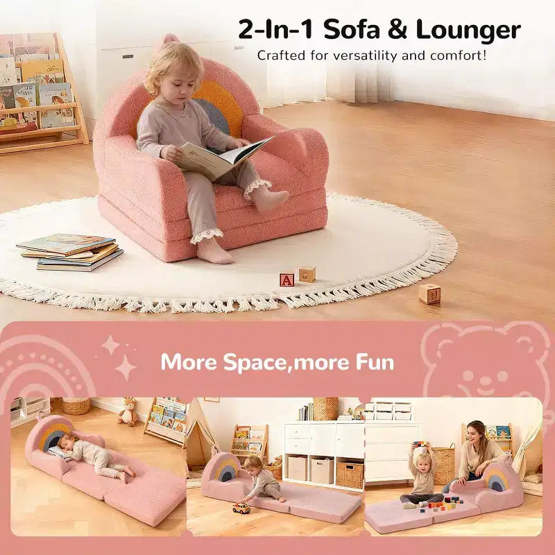 Divanetto trasformabile 2 in 1 per bambini - Morbido divano portatile per neonati con fodera lavabile