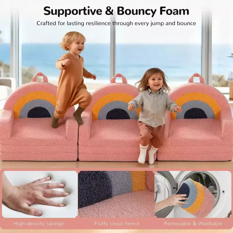 Divanetto trasformabile 2 in 1 per bambini - Morbido divano portatile per neonati con fodera lavabile