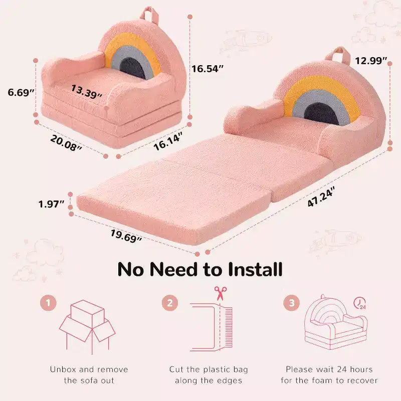 Divanetto trasformabile 2 in 1 per bambini - Morbido divano portatile per neonati con fodera lavabile