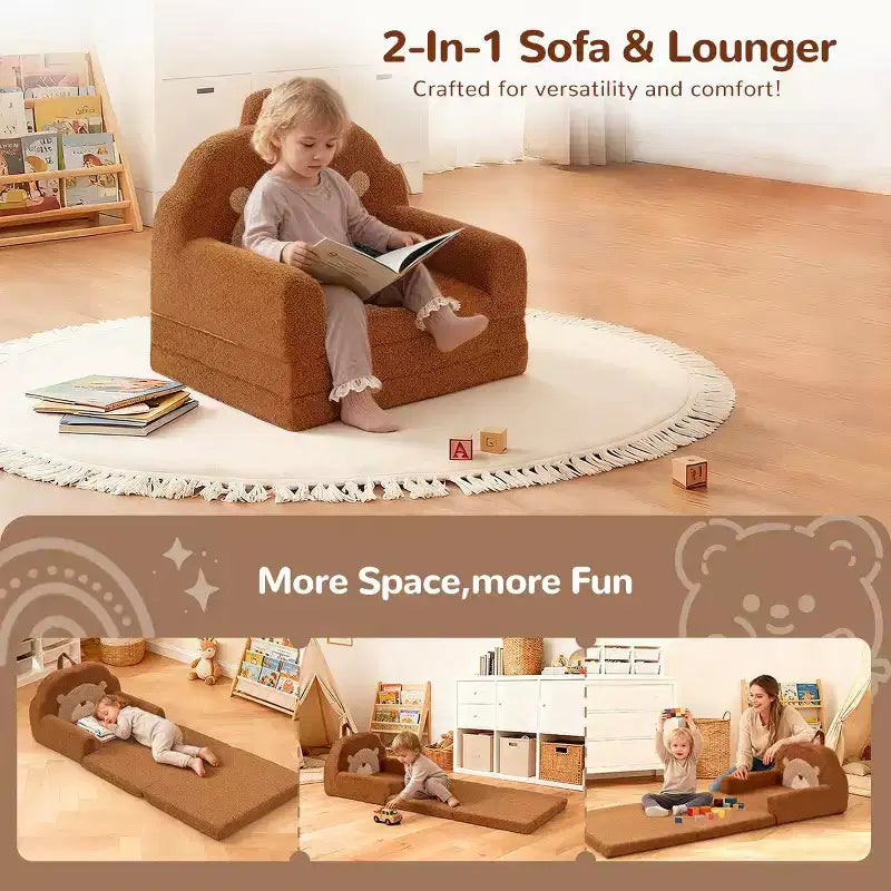 Divanetto trasformabile 2 in 1 per bambini - Morbido divano portatile per neonati con fodera lavabile