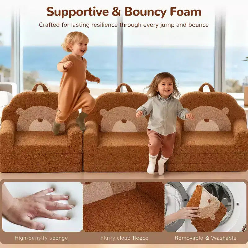 Divanetto trasformabile 2 in 1 per bambini - Morbido divano portatile per neonati con fodera lavabile