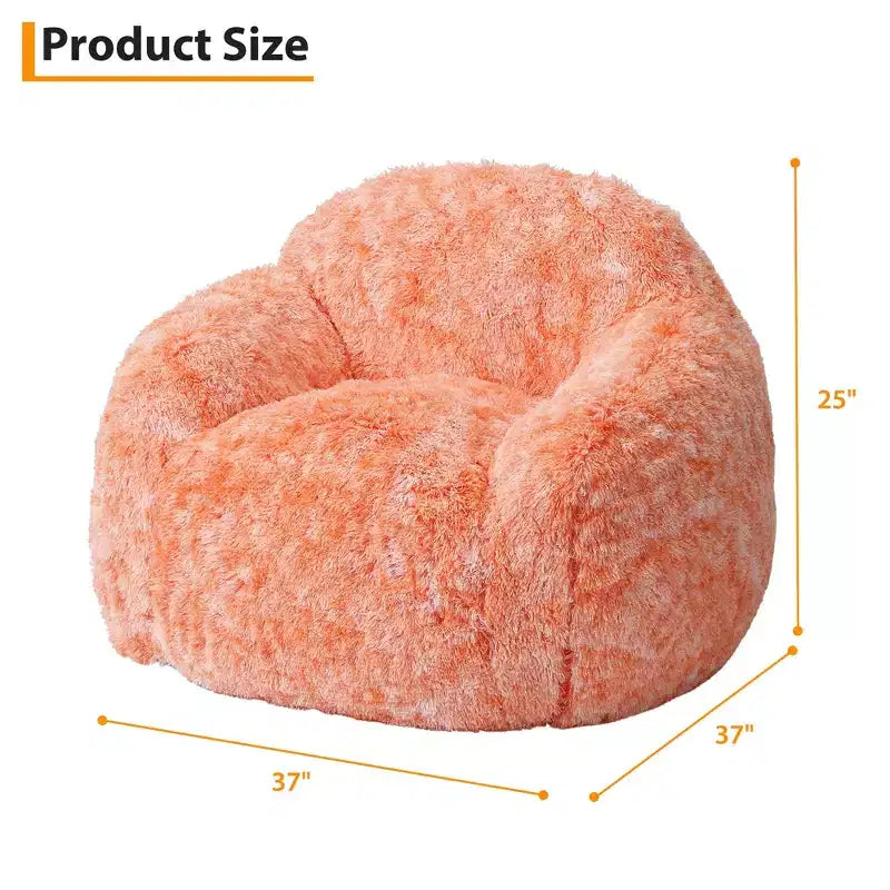 Pouf in morbida ecopelliccia con braccioli  Poltrona lounge imbottita in gommapiuma, comoda per camera da letto, soggiorno, lettura e gaming  Arancione