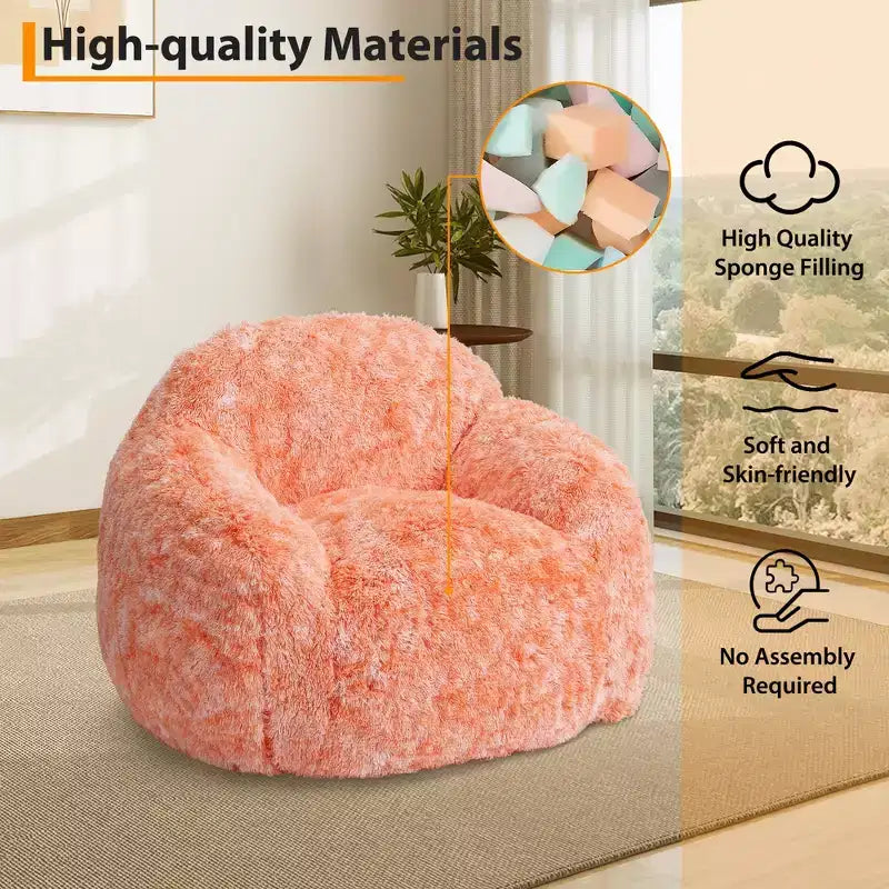 Pouf in morbida ecopelliccia con braccioli  Poltrona lounge imbottita in gommapiuma, comoda per camera da letto, soggiorno, lettura e gaming  Arancione