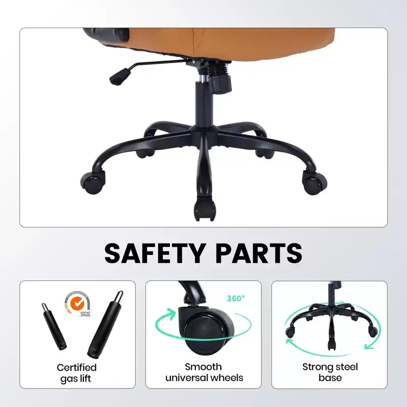 Sedia da Ufficio in Pelle 350 LBS, Sedia da Scrivania Direzionale Ergonomica con Schienale Alto, Ruote Girevoli a 360°, Supporto Lombare, Braccioli Ribaltabili, per Casa, Ufficio