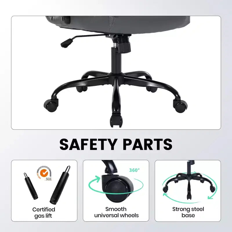 Sedia da Ufficio in Pelle 350 LBS, Sedia da Scrivania Direzionale Ergonomica con Schienale Alto, Ruote Girevoli a 360°, Supporto Lombare, Braccioli Ribaltabili, per Casa, Ufficio