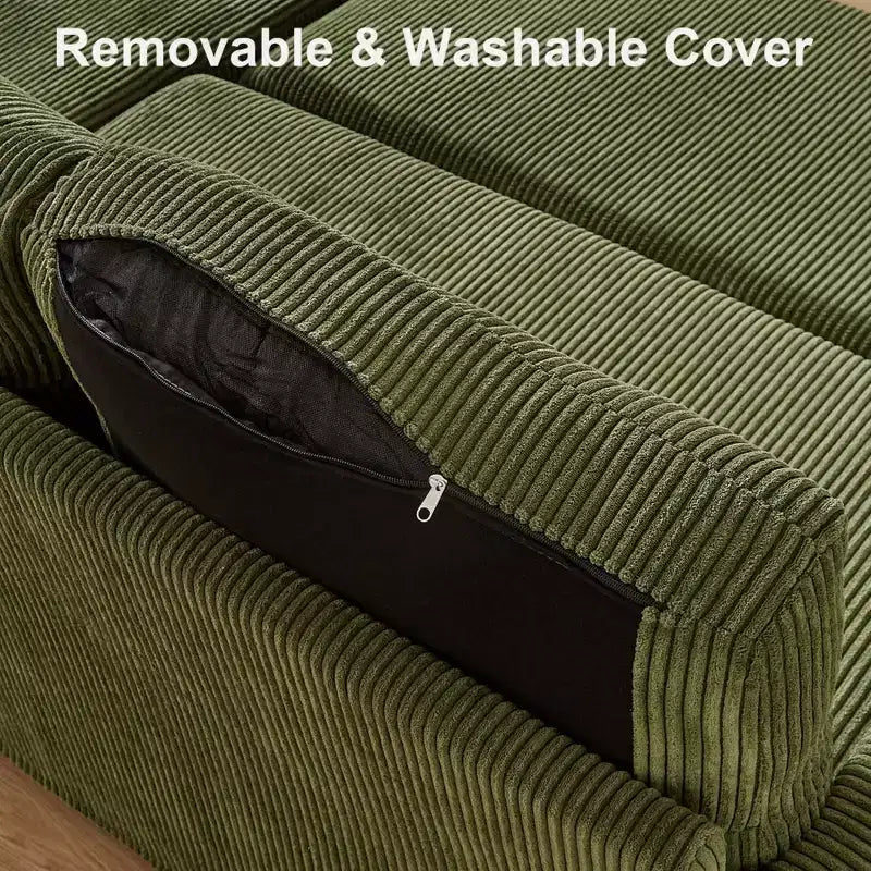 Divano letto estraibile 2 in 1 con penisola contenitore, divano sezionale in velluto a coste con porte USB per soggiorno